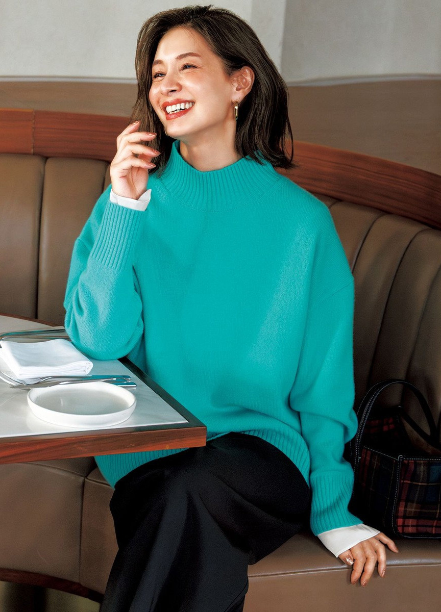 喀什米爾混紡高領毛衣